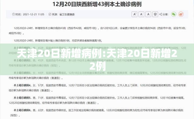 天津20日新增病例:天津20日新增22例