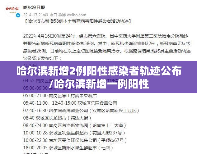 哈尔滨新增2例阳性感染者轨迹公布/哈尔滨新增一例阳性