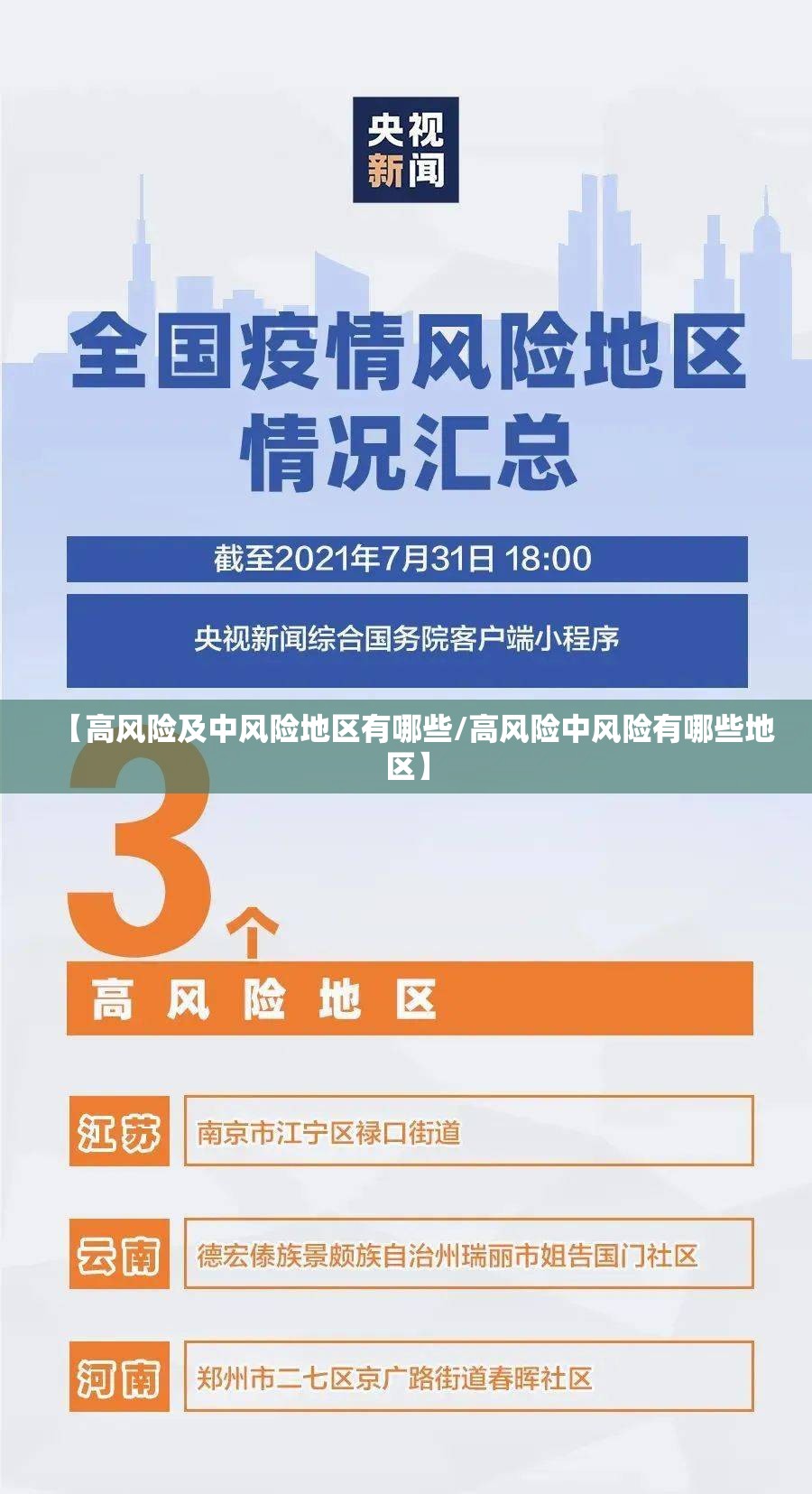 【高风险及中风险地区有哪些/高风险中风险有哪些地区】