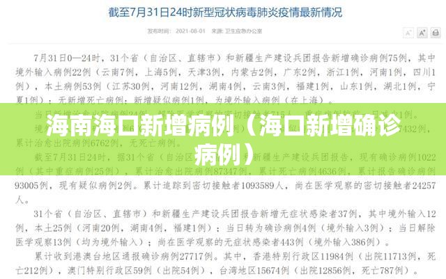 海南海口新增病例（海口新增确诊病例）