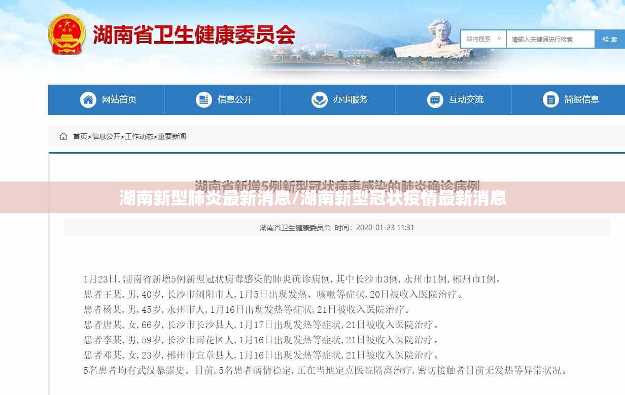 湖南新型肺炎最新消息/湖南新型冠状疫情最新消息