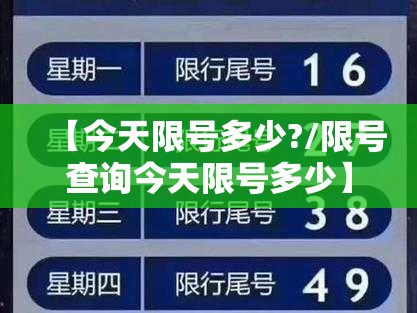 【今天限号多少?/限号查询今天限号多少】