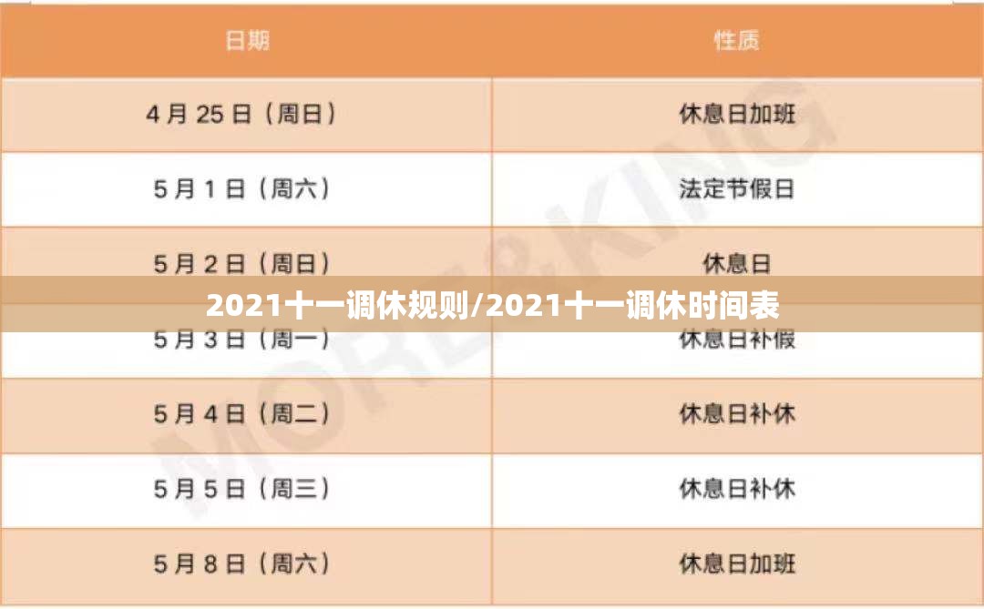 2021十一调休规则/2021十一调休时间表