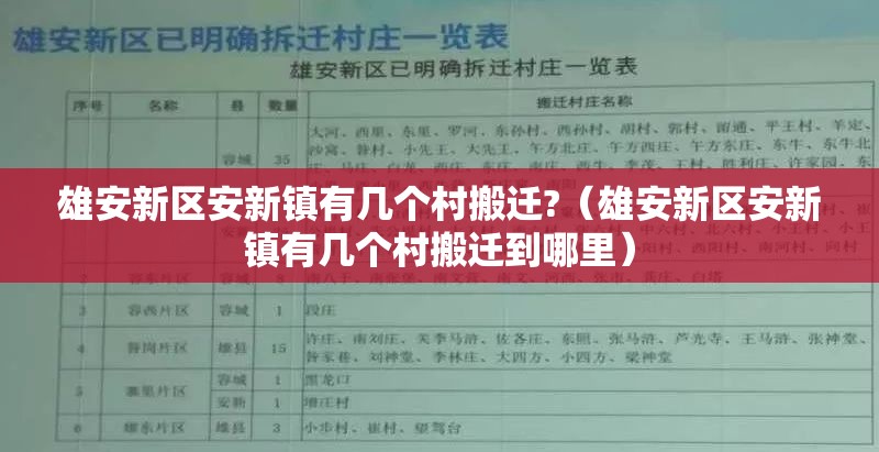 雄安新区安新镇有几个村搬迁?（雄安新区安新镇有几个村搬迁到哪里）