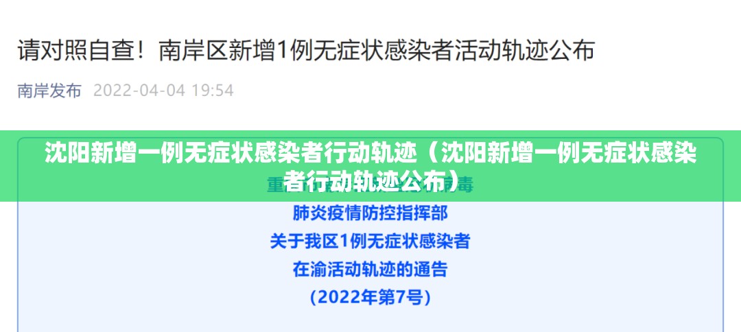 沈阳新增一例无症状感染者行动轨迹（沈阳新增一例无症状感染者行动轨迹公布）
