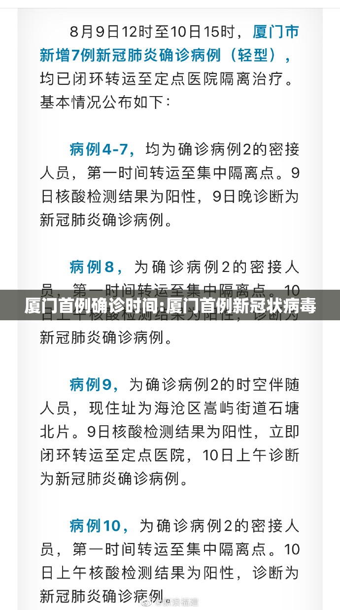 厦门首例确诊时间:厦门首例新冠状病毒