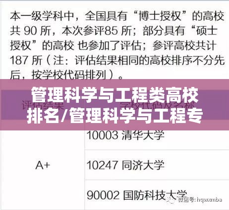管理科学与工程类高校排名/管理科学与工程专业排名大学排名