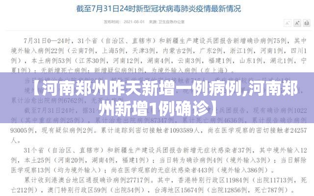 【河南郑州昨天新增一例病例,河南郑州新增1例确诊】
