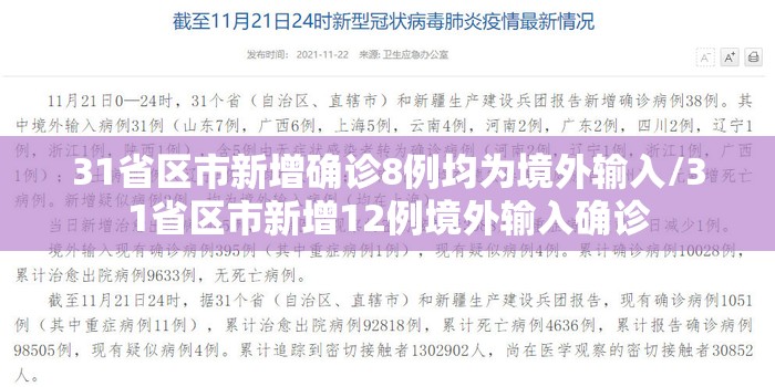 31省区市新增确诊8例均为境外输入/31省区市新增12例境外输入确诊