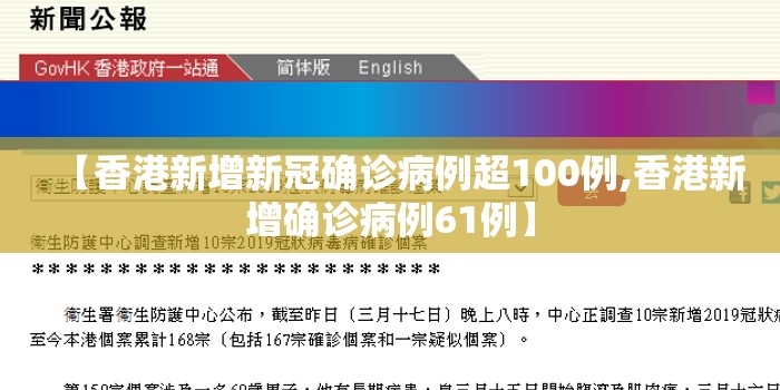 【香港新增新冠确诊病例超100例,香港新增确诊病例61例】