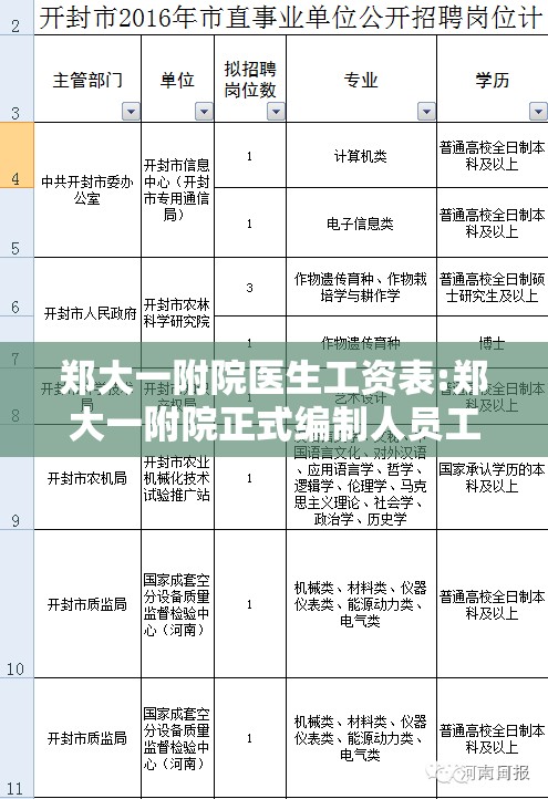 郑大一附院医生工资表:郑大一附院正式编制人员工资