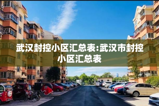 武汉封控小区汇总表:武汉市封控小区汇总表