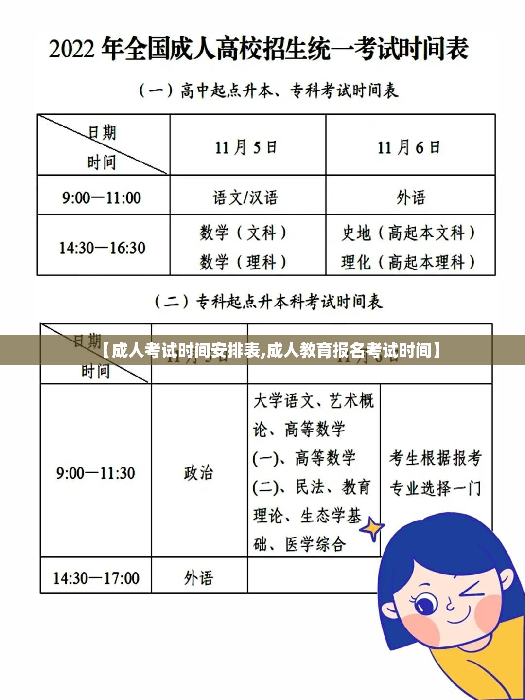【成人考试时间安排表,成人教育报名考试时间】