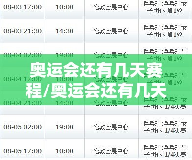 奥运会还有几天赛程/奥运会还有几天日程