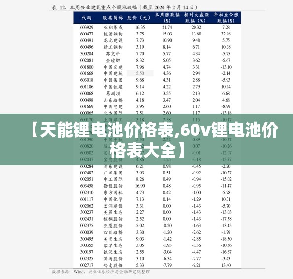 【天能锂电池价格表,60v锂电池价格表大全】