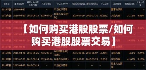 【如何购买港股股票/如何购买港股股票交易】