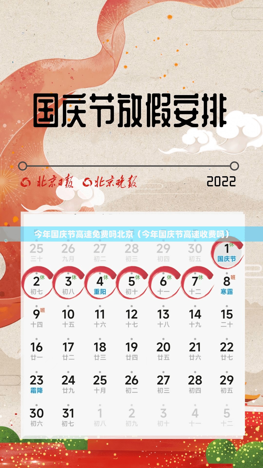 今年国庆节高速免费吗北京（今年国庆节高速收费吗）
